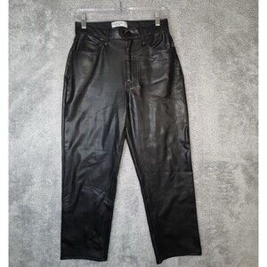 Abercrombie and Fitch The Ankle Straight Ultra High Rise Black Faux Leather 28/6